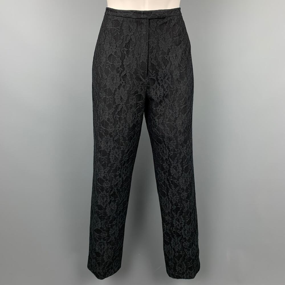 RICHARD TYLER Size 10 Black Wool Blend Lace Evening Dress Pants